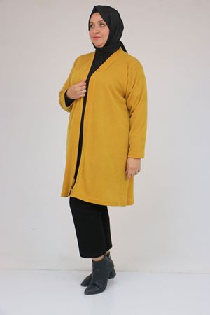 53036 Büyük Beden Mir Ceket - Hardal