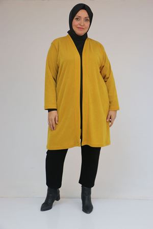 53036 Büyük Beden Mir Ceket - Hardal