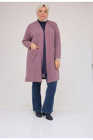 53034 Büyük Beden Cep Detaylı Mir Ceket - Gül Kurusu