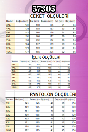 57305 Büyük Beden Modal Yeleği Cepli Üçlü Takım - İndigo