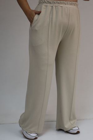 57304 Büyük Beden Ceketli Modal-Kapitone Üçlü Takım - İndigo-Bej