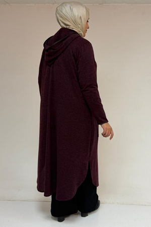 53063 Büyük Beden Biyeli Cepli Mir Ceket - Mürdüm