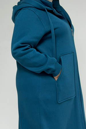 33103 Büyük Beden Fermuarlı Üç İplik Kap - Petrol