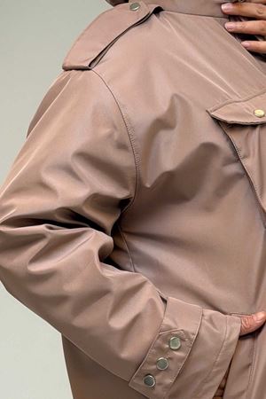 43061 Büyük Beden Kapaklı Cepli Fermuarlı Bondit Kap - Pudra