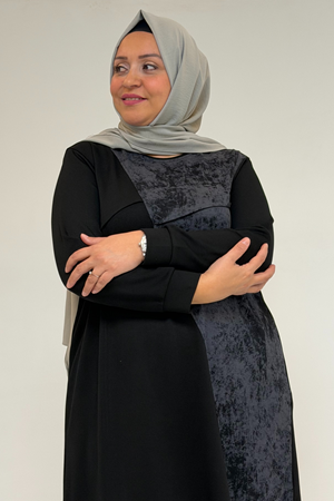 48110 Büyük Beden Batik Garni Detaylı Modal Tunik - Siyah