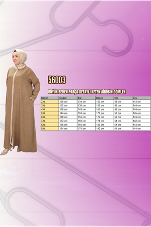 56003 Büyük Beden Önden Fermuarlı Hakim Yaka Ferace - Siyah