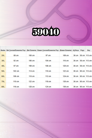 59040 Büyük Beden İspanyol  Paça Taş Baskı Detaylı Kot Pantolon - Siyah