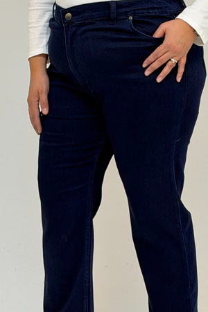 9185-4 Büyük Beden Taşlamalı Boru Paça  Kot Pantolon - Lacivert