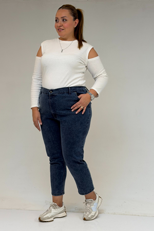 9125-6 Büyük Beden Boy Friend Kot Pantolon -  Antrasit