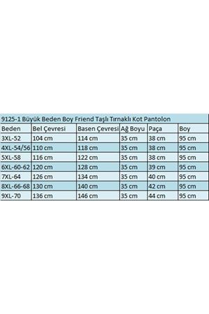 9125-6 Büyük Beden Boy Friend Kot Pantolon -  Koyu Lacivert