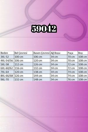 59042 Büyük Beden Çimalı Bol Paça Çelik Pantolon - Siyah