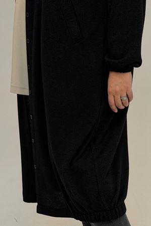 53065 Büyük Beden Kapüşonlu - Düğmeli Mir Ceket - Siyah