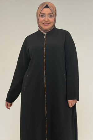 53072 Büyük Beden Kıstırma Biyeli Fermuarlı Çelik Kap - Siyah