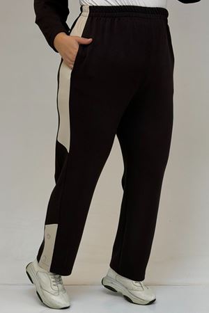 57042 Büyük Beden Yarım Patlı Çıtçıtlı Modal Pantolonlu Takım - Kahve