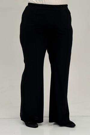 67031 Büyük Beden Yanları Cep Detaylı Pantolonlu Sandy Takım - Siyah