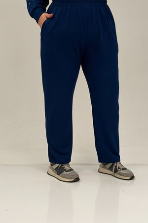 47070 Büyük Beden Önü Taş Detaylı Modal Pantolonlu Takım - İndigo