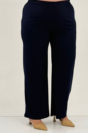 37017 Büyük Beden Sandy-Şifon Pantolonlu Takım - Lacivert