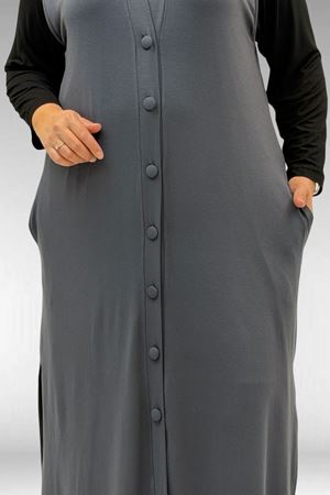 54017 Büyük Beden Kaplama Düğmeli Giy-Çık Penye Yelek - Antrasit