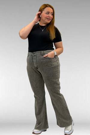 9110-11 Büyük Beden İspanyol Paça Kot Pantolon - Antrasit