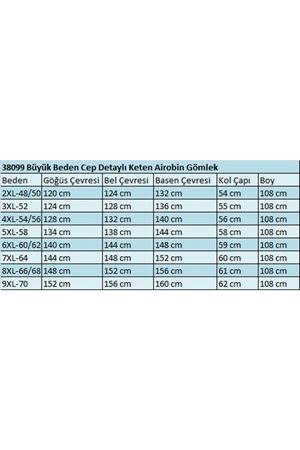 38099 Büyük Beden Cep Detaylı Keten Airobin Gömlek - Taş