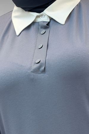 68028 Büyük Beden Kombinli -Manşetli Penye Tunik - Gri