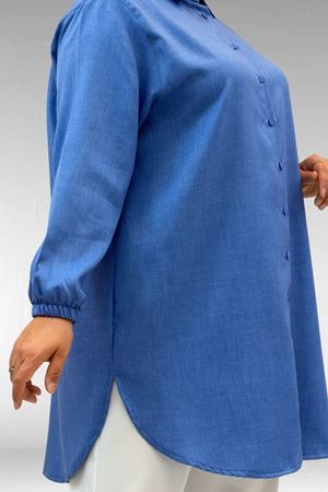 58068 Büyük Beden Erkek Yakalı Gömlek - İndigo