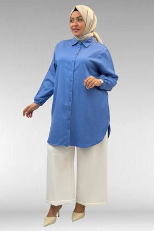 58068 Büyük Beden Erkek Yakalı Gömlek - İndigo