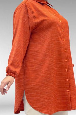 58068 Büyük Beden Erkek Yakalı Gömlek - Kiremit Kırçıllı