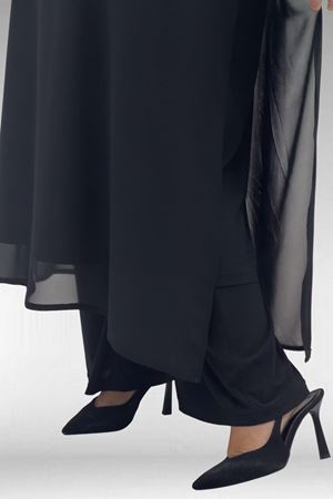 67024 Büyük Beden Sandy-Şifon Elbise - Siyah