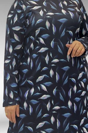 1727 Büyük Beden Uzunkol Tesettür Mayo Takım - Laci Yaprak Desenli-Laci