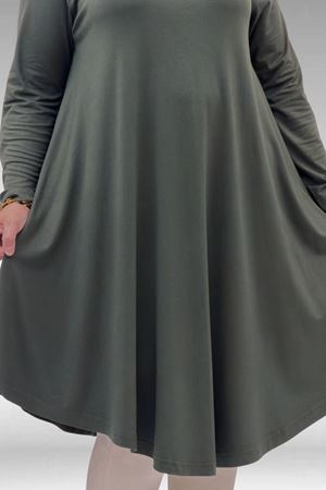 28016 Büyük Beden Mevlana Penye Tunik - Haki