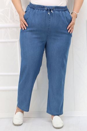 29001 Büyük Beden Dar Paça Kot Pantolon-Açık Mavi