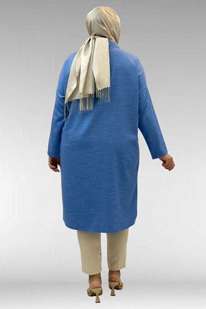 68018 Büyük Beden Düşük Kol Gömlek - İndigo