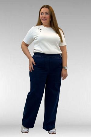 9182-9 Büyük Beden Beli Lastikli Bolpaça Kot Pantolon - Siyah