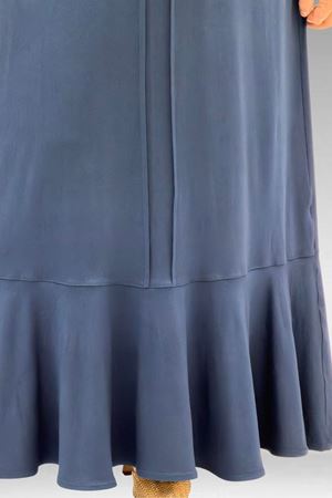 62006 Büyük Beden Önü Çıma Detaylı Penye Elbise - Petrol