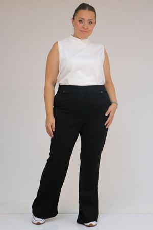 9137-21 Büyük Beden İspanyol Paça Kot Pantolon - Siyah