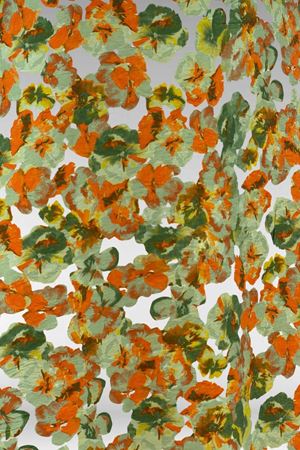 62007 Büyük Beden Kolu Lastikli Elbise - Çiçek Desen Yeşil