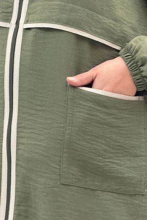 43032 Büyük Beden Biye Detaylı  Keten Kap - Haki