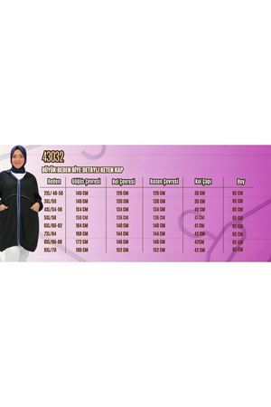 43032 Büyük Beden Biye Detaylı  Keten Kap - Siyah