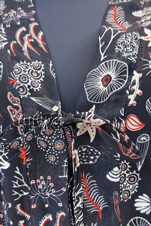 1735 Büyük Beden Garni Detaylı Pareo - Karışık Desen Laci