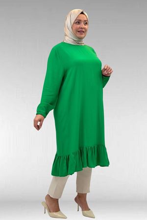 68033 Büyük Beden Eteği Fırfırlı Maroken Tunik - Benetton