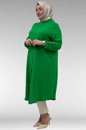 68039 Büyük Beden Hakim Yaka Maroken Gömlek - Benetton