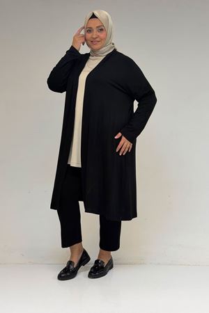 43008 Büyük Beden Penye Ceket - Siyah