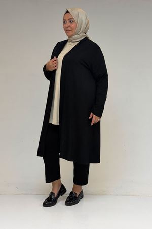 43008 Büyük Beden Penye Ceket - Siyah