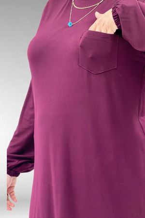 38014 Büyük Beden  Basic Penye Tunik - Bordo