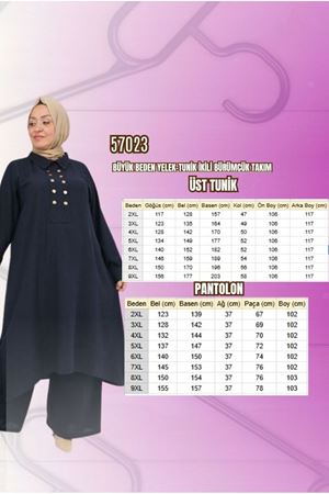 57023 Büyük Beden Pat Üzerinde Çakma Çıtçıtlı Pantolonlu Takım - Kahve