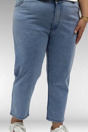 9125-8 Büyük Beden Boy Friend Kot Pantolon - Kar Ykama Buz Mavi