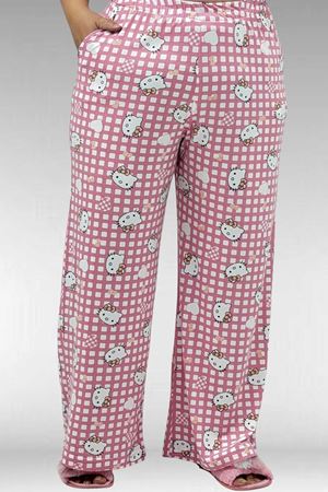 67802 Büyük Beden Yanı Yırtmaçlı Milan Pijama Takımı - Kedi Desenli