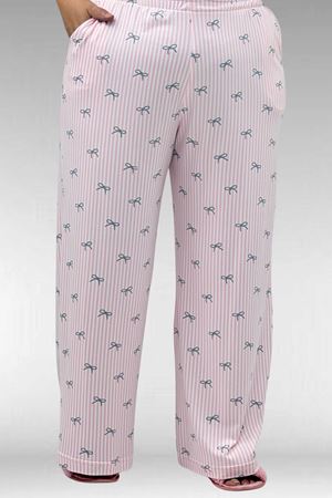 67802 Büyük Beden Yanı Yırtmaçlı Milan Pijama Takımı - Antrasit Kurdele Desenli