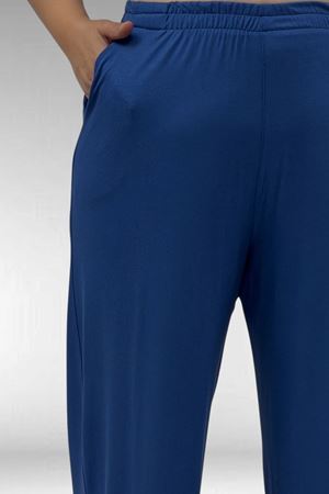 67803 Büyük Beden Yanı Yırtmaçlı Penye Pijama Takımı - İndigo